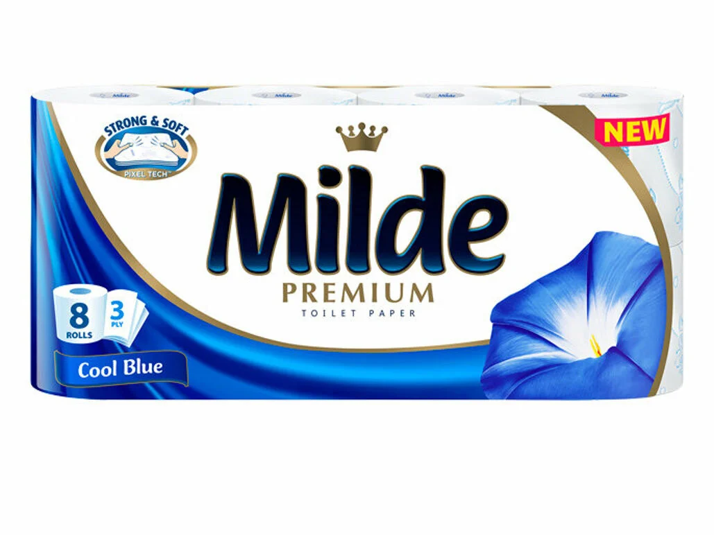 MILDE Hartie Igienica Milde parfumata alba 8 Role 3 Straturi (Cool Blue)