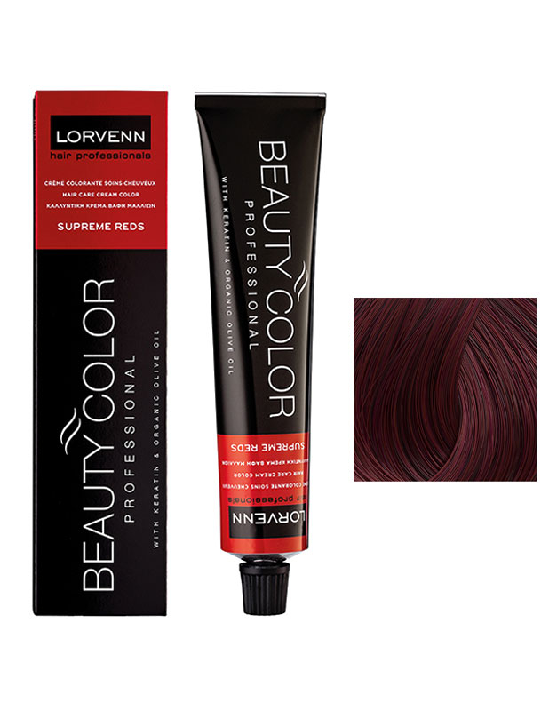 LORVENN Beauty Color Supreme Red Tube Vopsea de Par 5.62 - Brown Red Ruby / 70 ml
