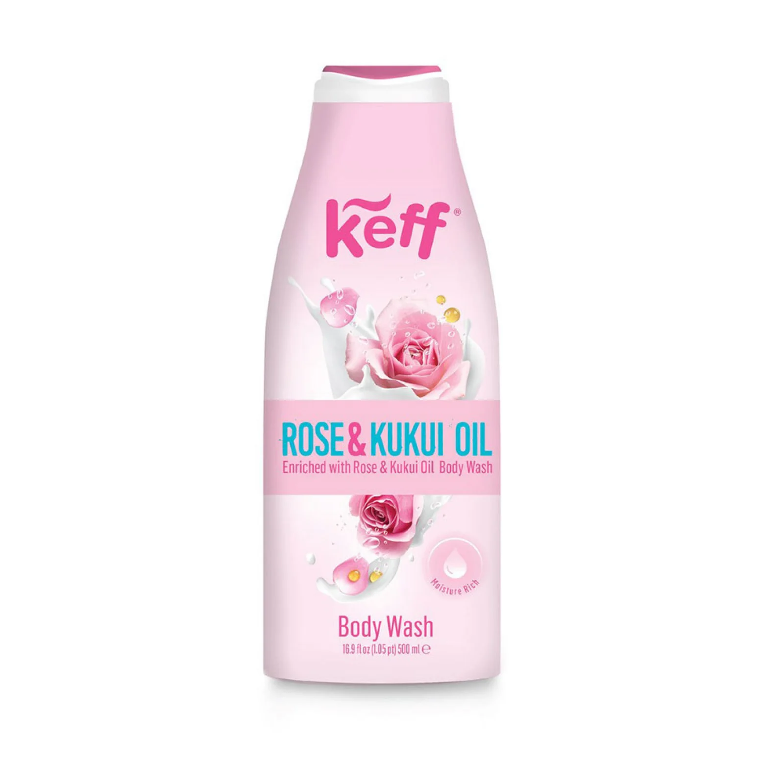 KEFF Gel de dus Rose & Kukui Oil, 500 ml, Sano