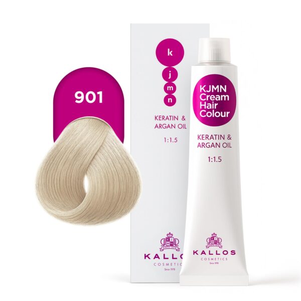 Kallos KJMN vopsea de păr, nuanța 901 blond cenușiu ultra deschis, 100 ml